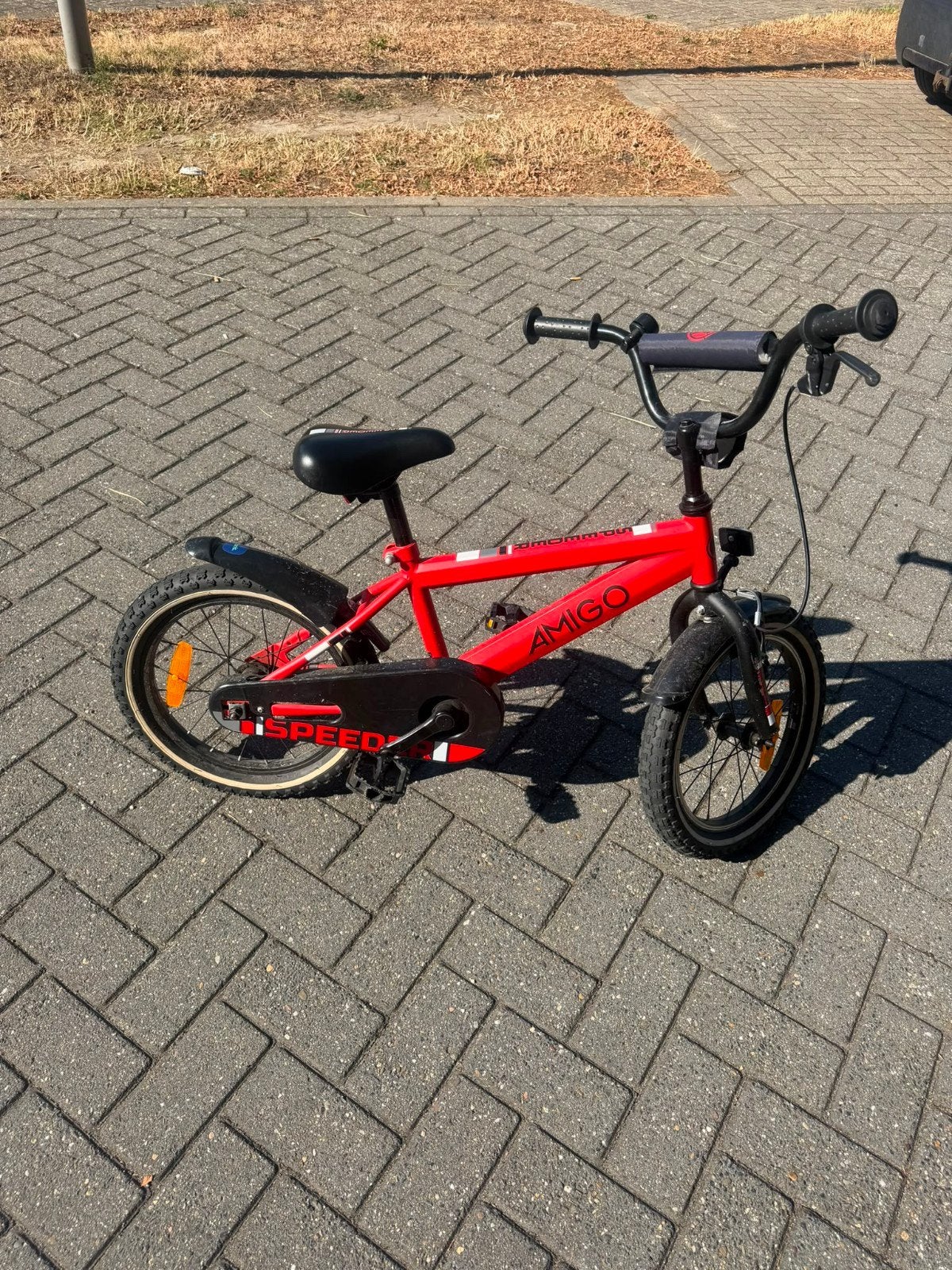 Amigo Speeder kinderfiets 16 inch met zijwielen (ongebruikt), Ophalen, Zijwieltjes, Gebruikt, Minder dan 16 inch