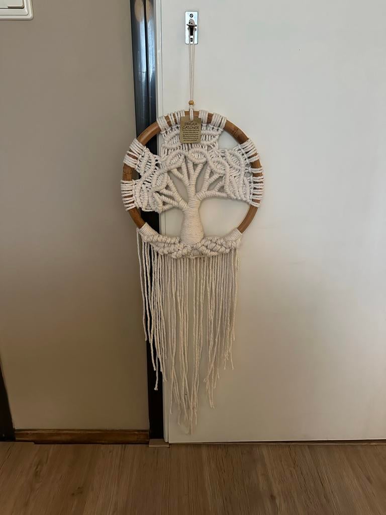Dromenvanger 'Levensboom' Macramé Wanddecoratie, Ophalen, Boho, Zo goed als nieuw, Wit