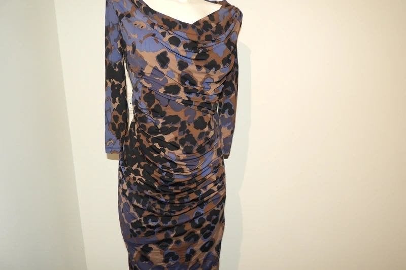 Roberto Cavalli jurk aparte print gesmockt deel IT 42, Overige kleuren, Verzenden, Zo goed als nieuw, Knielengte