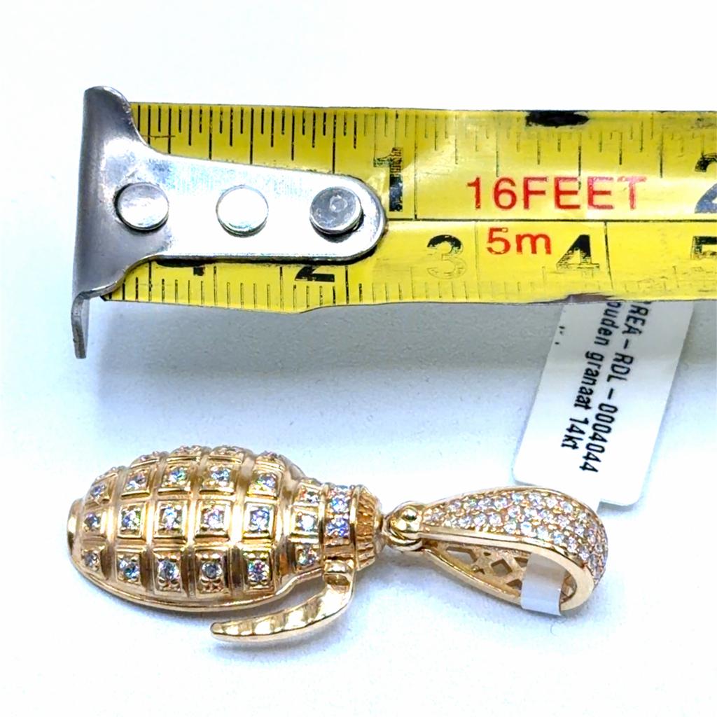Gouden Granaat Hanger met Zirkonia - 14K, Overige voorstellingen, Www.bredajuwelier.nl, Nieuw, Ophalen of Verzenden