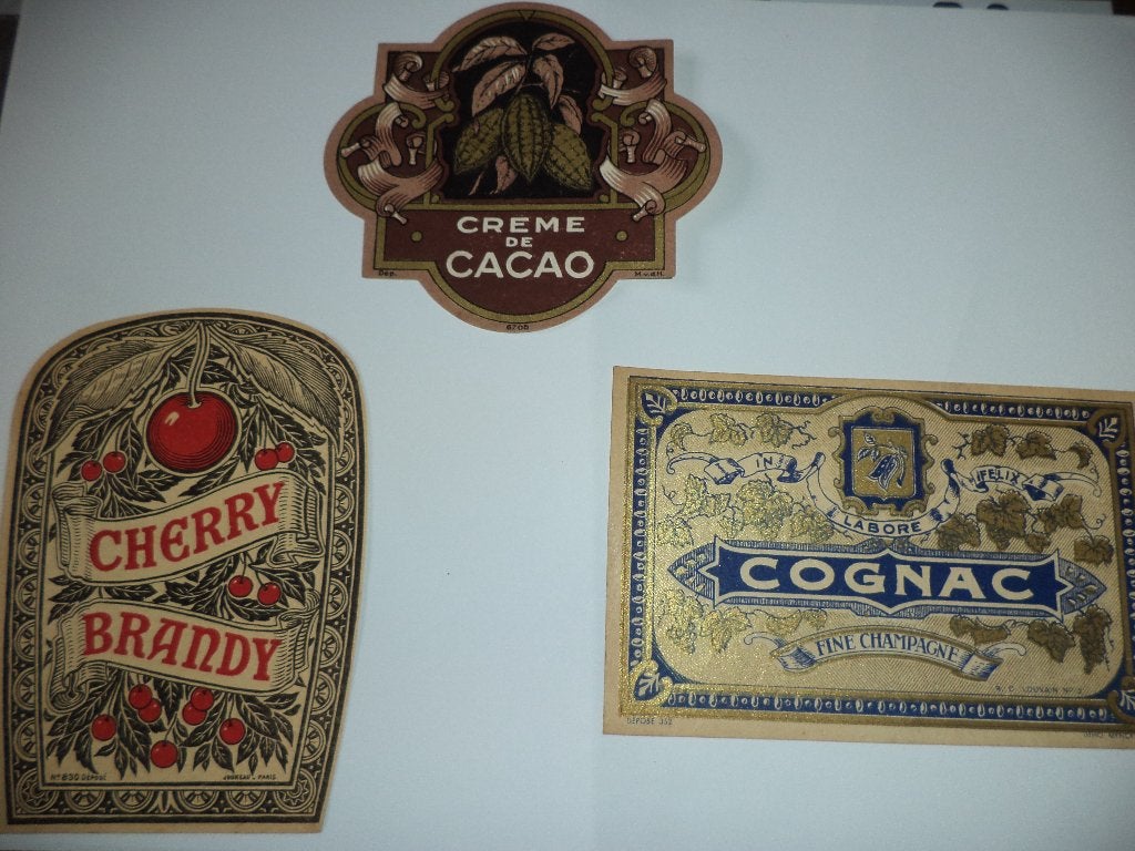 zeer oude etiketten wijn whisky porto schiedam brandy cognac, Verzamelen, Ophalen of Verzenden, Zo goed als nieuw, Frankrijk, Overige typen