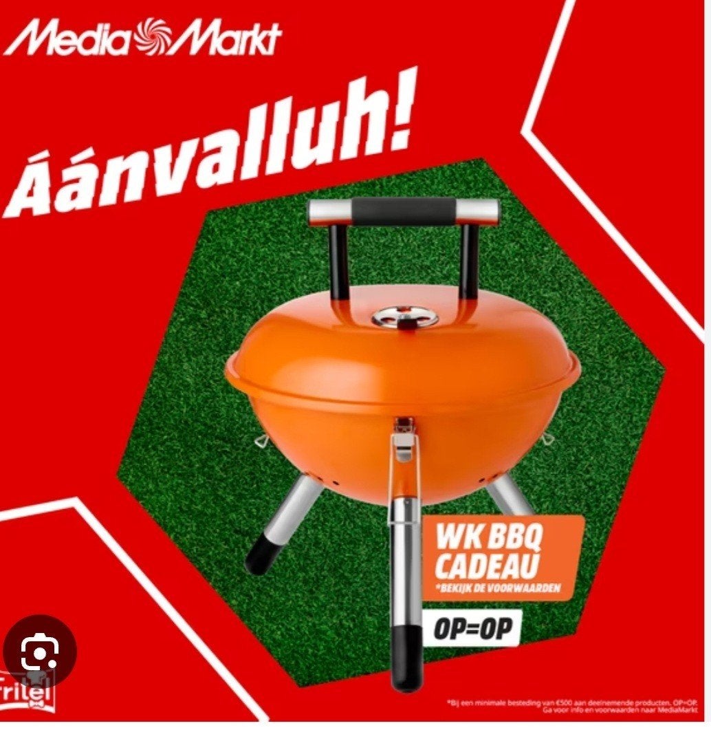 Fritel A501 Houtskool & Elektrische BBQ Oranje, Ophalen of Verzenden, Nieuw, Fritel