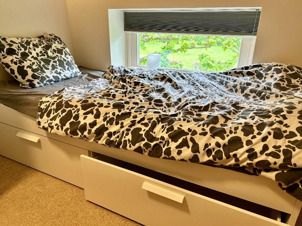 Ikea Brimnes 1 persoons bed met lades, Ophalen, Gebruikt, 90 cm, Eenpersoons