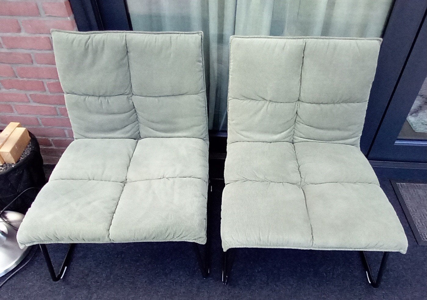 2x Lounge stoel Olivia olijfgroen - Xenos, Ophalen, Gebruikt, Modern, Lounge, 75 tot 100 cm