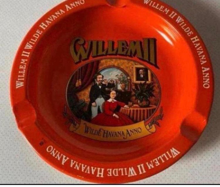 Ronde asbak van blik Willem II Wilde Havana Anno.D13,5 cm, Ophalen of Verzenden, Zo goed als nieuw, Overige, Overige merken