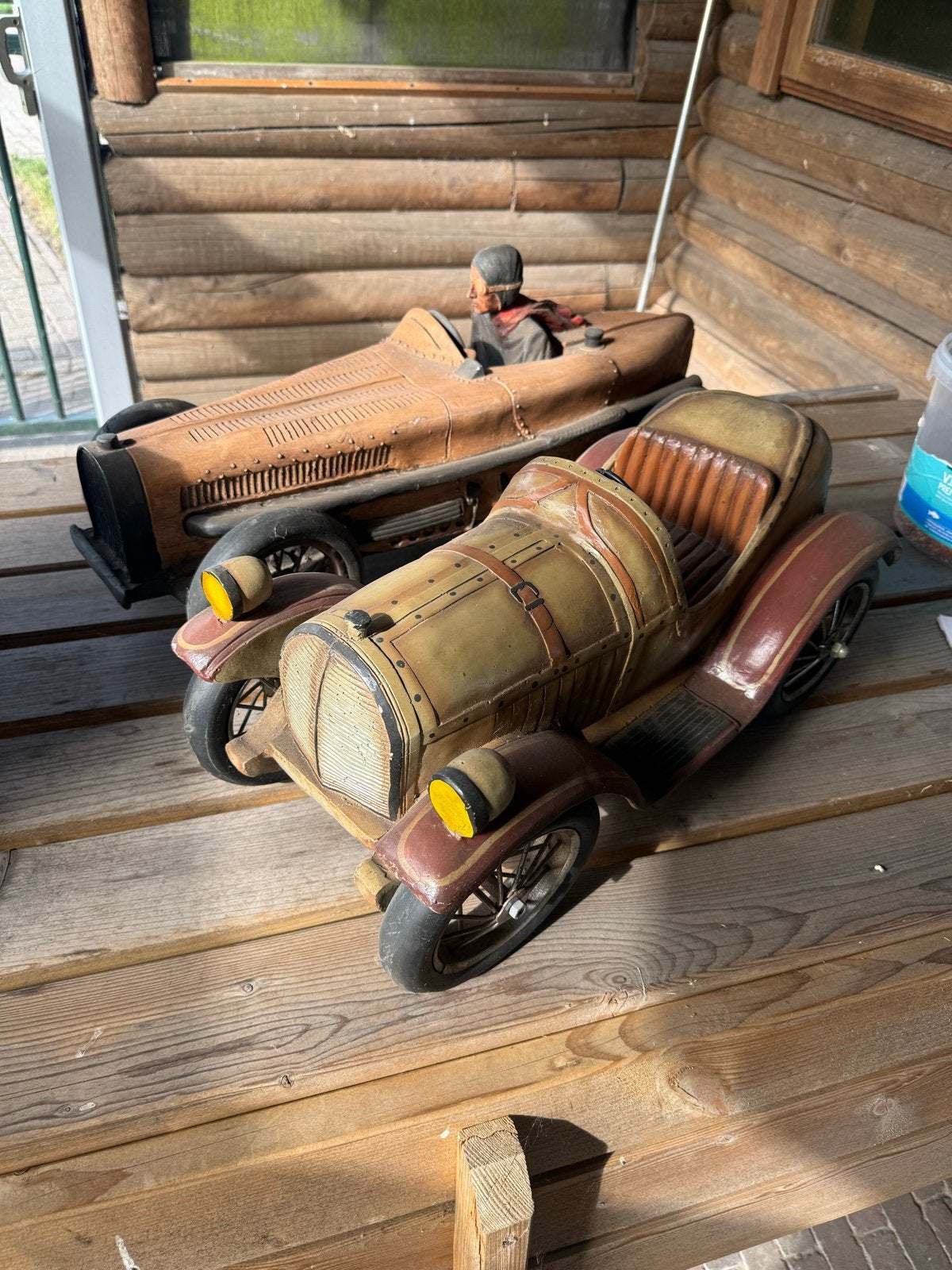 Vintage houten modelauto's - Set van 2, Gebruikt, Auto, Groter dan 1:32, Ophalen