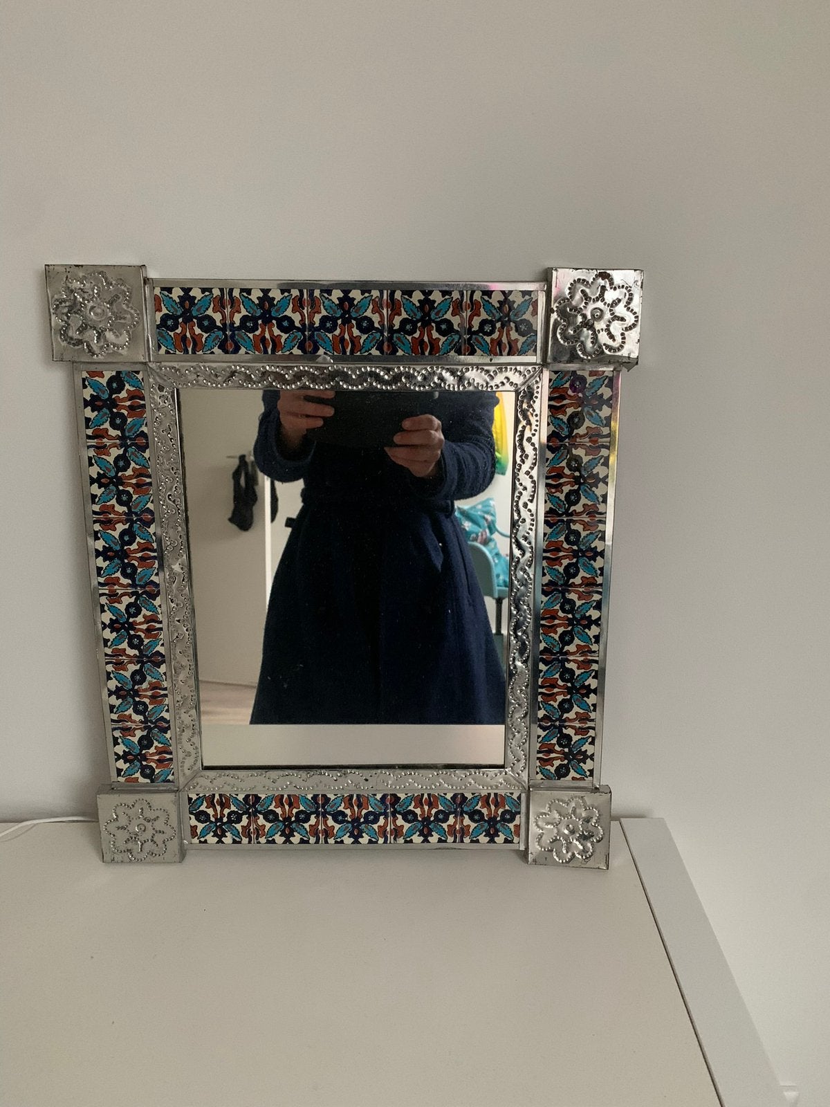 Decoratieve nieuwe spiegel met Mexicaanse tegels, Nieuw, Ophalen of Verzenden, Minder dan 100 cm, Rechthoekig