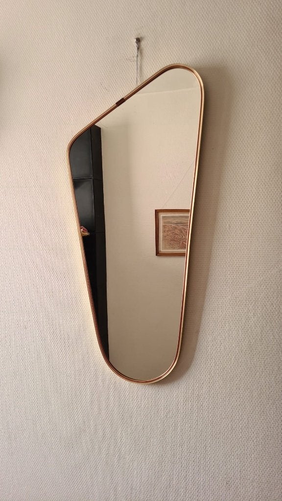 Mid century a-symmetrische spiegel, 82 x 38 cm, Huis en Inrichting, Woonaccessoires | Spiegels, Minder dan 50 cm, Gebruikt, Ophalen of Verzenden