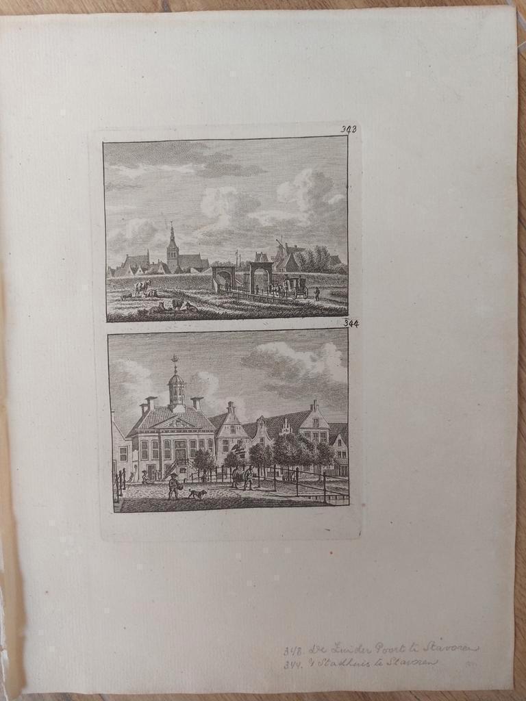 343-344 Stavoren Starum Staveren Stadhuis + Zuiderpoort, Antiek en Kunst, Ophalen of Verzenden