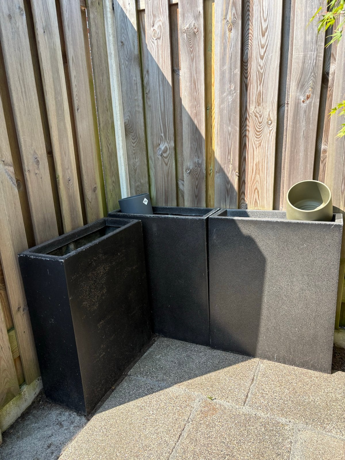 Set van 3 grote zwarte plantenbakken, Tuin en Terras, Ophalen, Gebruikt, Balkon, 60 tot 100 cm