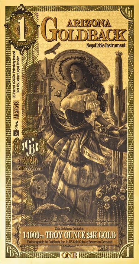 1 Goldback Arizona 2025 alpha, Verzenden, Goud