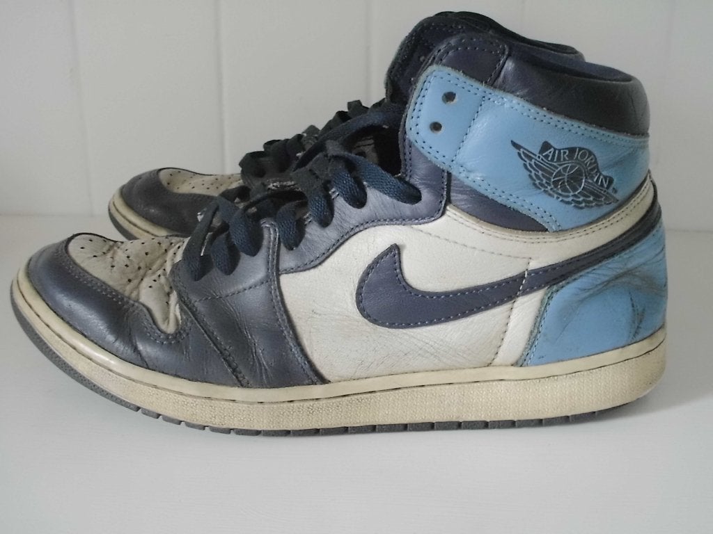 Paar maat 45 Nike Air Jordan hoge gympen sneakers blauw wit, Blauw, NIKE, Ophalen of Verzenden, Sneakers of Gympen