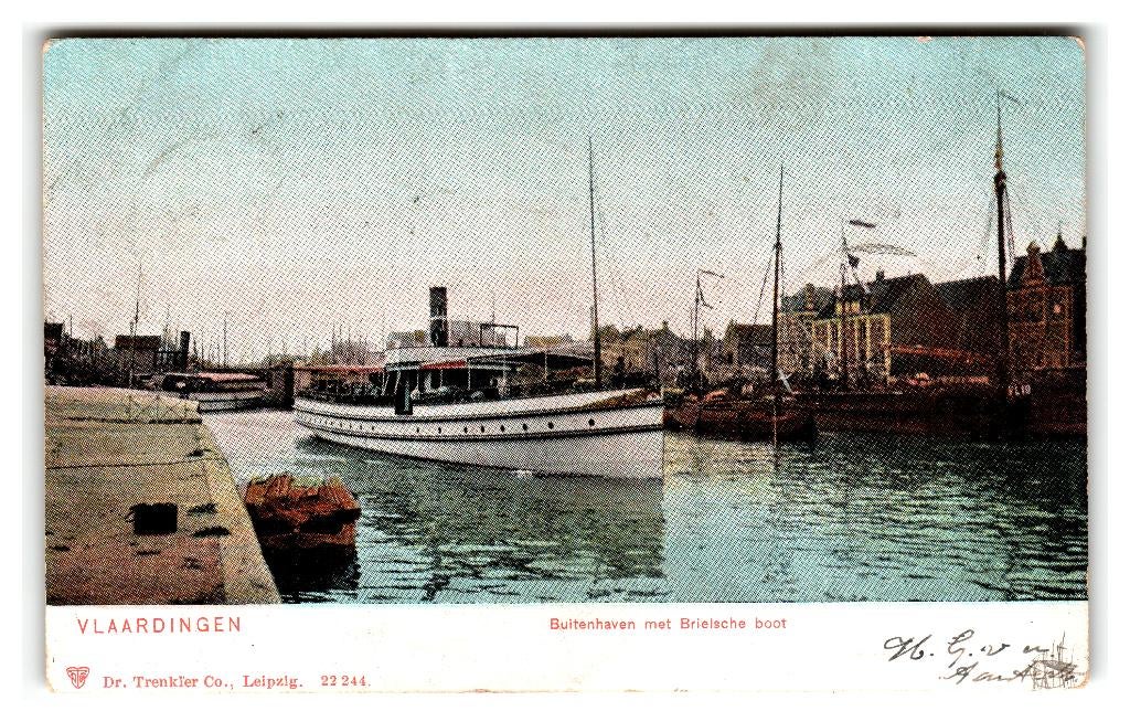 Vlaardingen, Buitenhaven met Brielsche boot, Verzenden, Voor 1920, Gelopen, Zuid-Holland