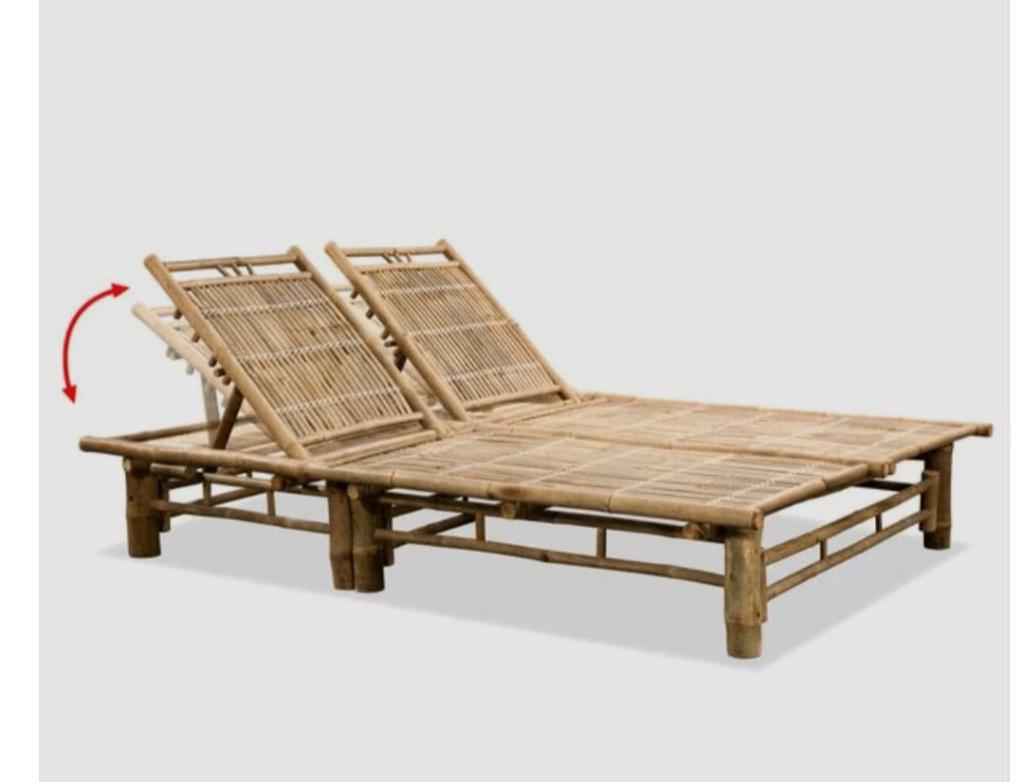 vidaXL Ligbed tweepersoons bamboe, Ophalen, Nieuw, Hout, Verstelbaar