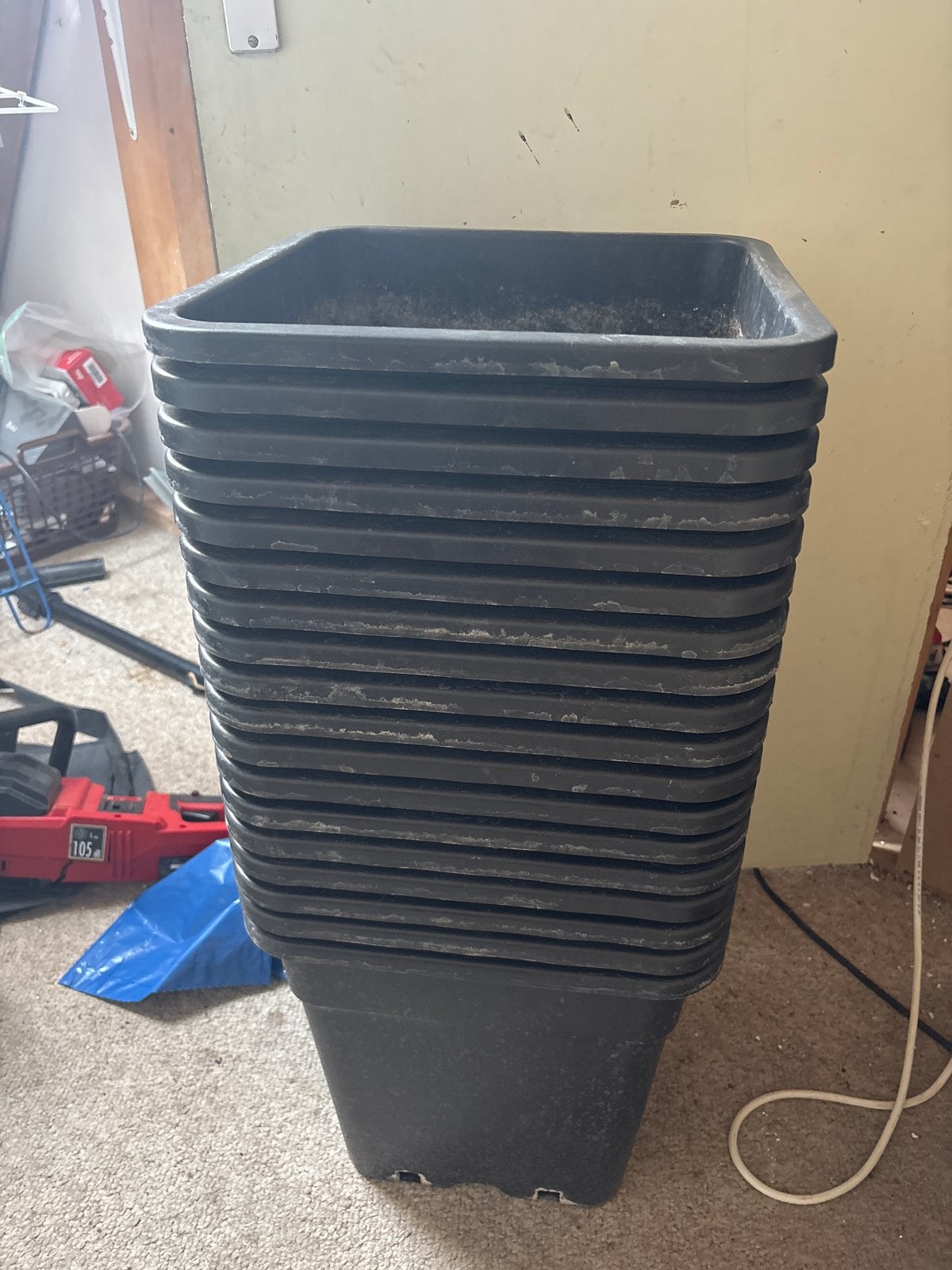 Plantenpotten 30 liter, Tuin en Terras, 25 tot 40 cm, Kunststof, Gebruikt, Vierkant