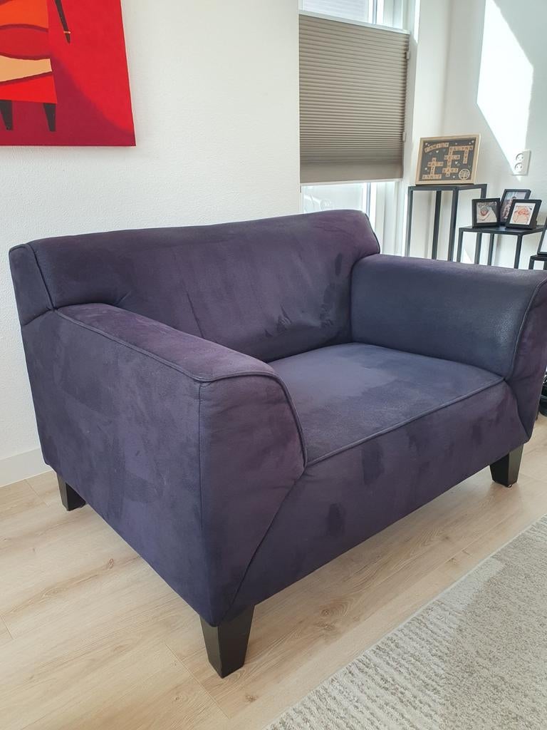 Loveseat stof zwart/blauwig, Ophalen, Gebruikt, Tweepersoons, 75 tot 100 cm