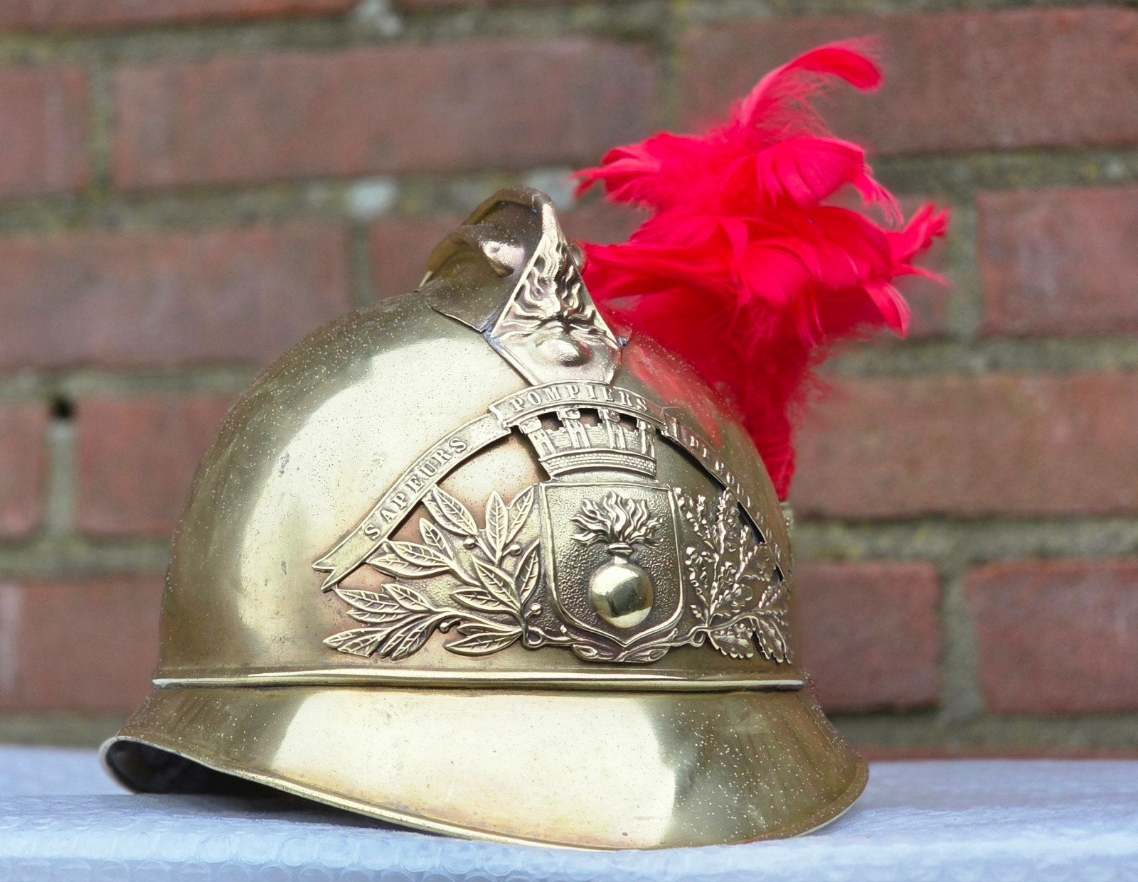 brandweerhelm brandweer Frankrijk 1895, Verzamelen, Ophalen of Verzenden, Landmacht, Nederland, Embleem of Badge