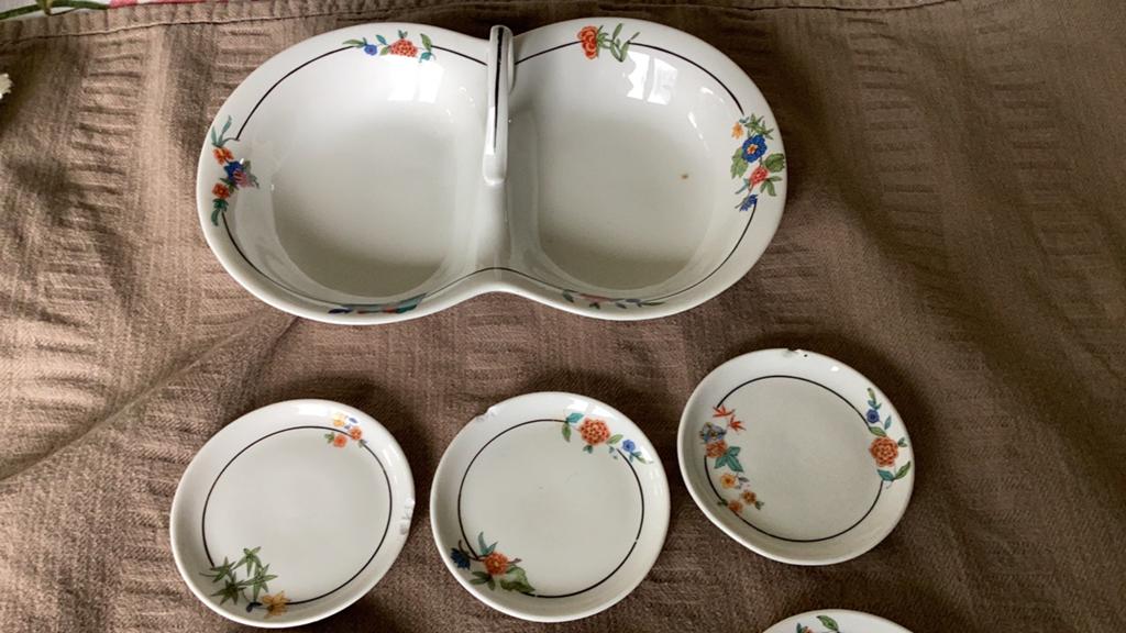 Bonbonschaal met 7 kleine  schasltjes Jager, Ophalen of Verzenden