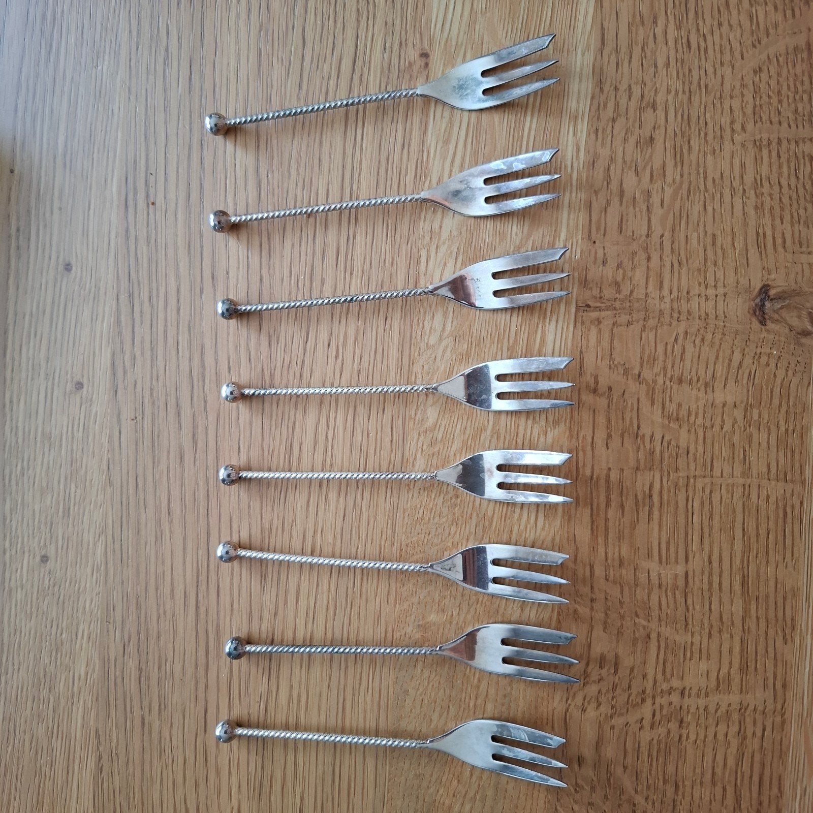 8 verzilverde HH100 gebaksvorkjes, Antiek en Kunst, Ophalen