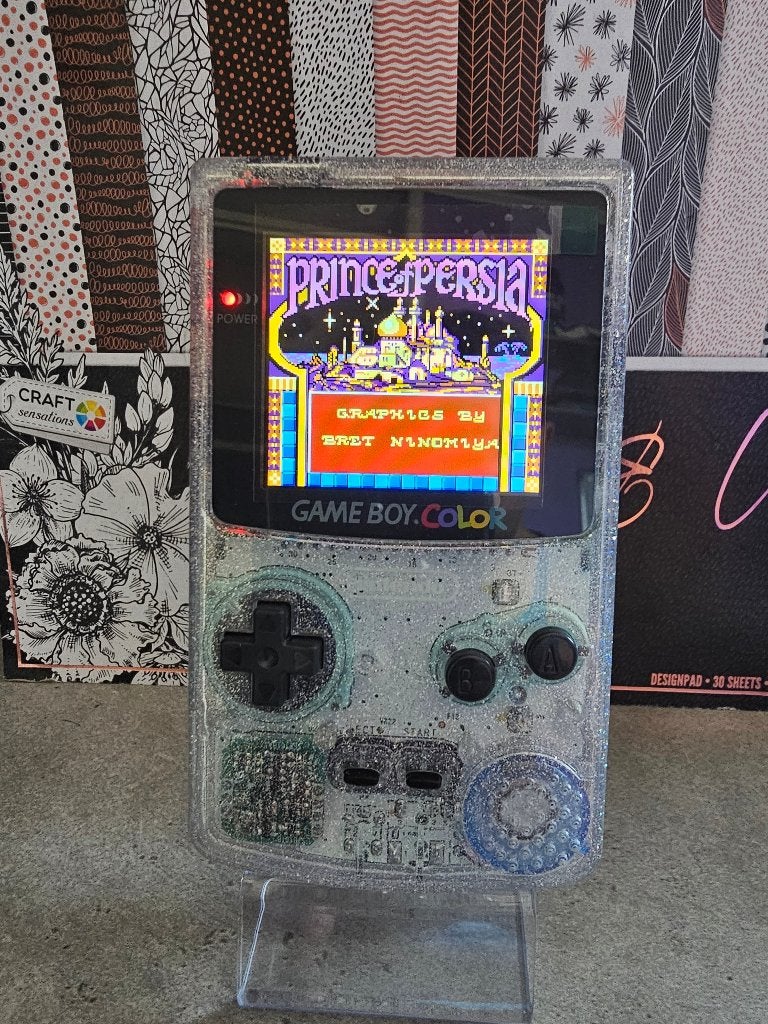 Game Boy Color IPS – Budget Editie – Glitter Transparant, Verzenden, Refurbished, Game Boy Color