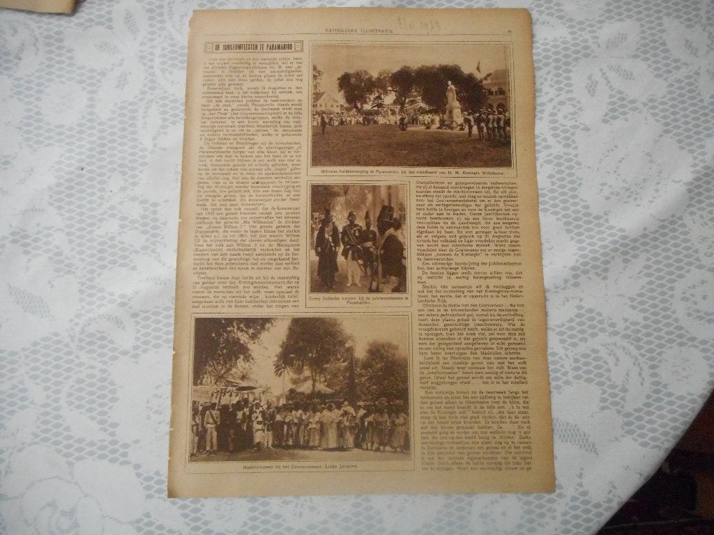 Suriname. Paramaribo. De jubileumfeesten. 1923., Ophalen of Verzenden, 1920 tot 1940, Nederland, Knipsel(s)
