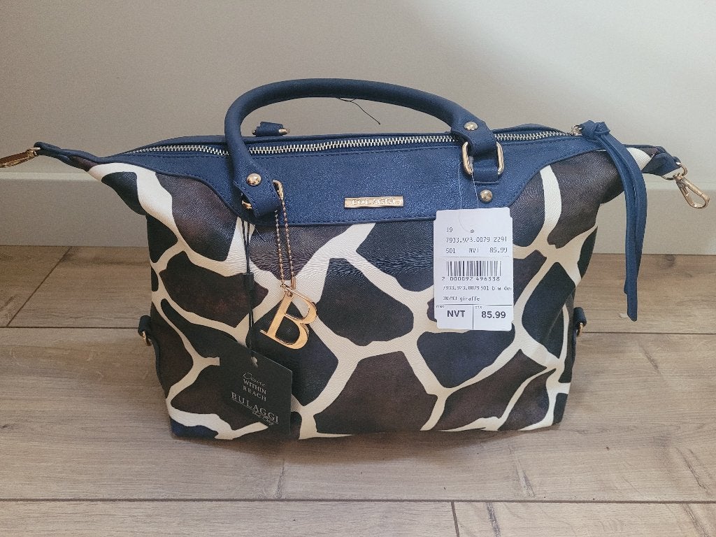 Dames handtas / tas giraffe print blauw bruin nieuw, Ophalen of Verzenden, Nieuw, Blauw, Handtas