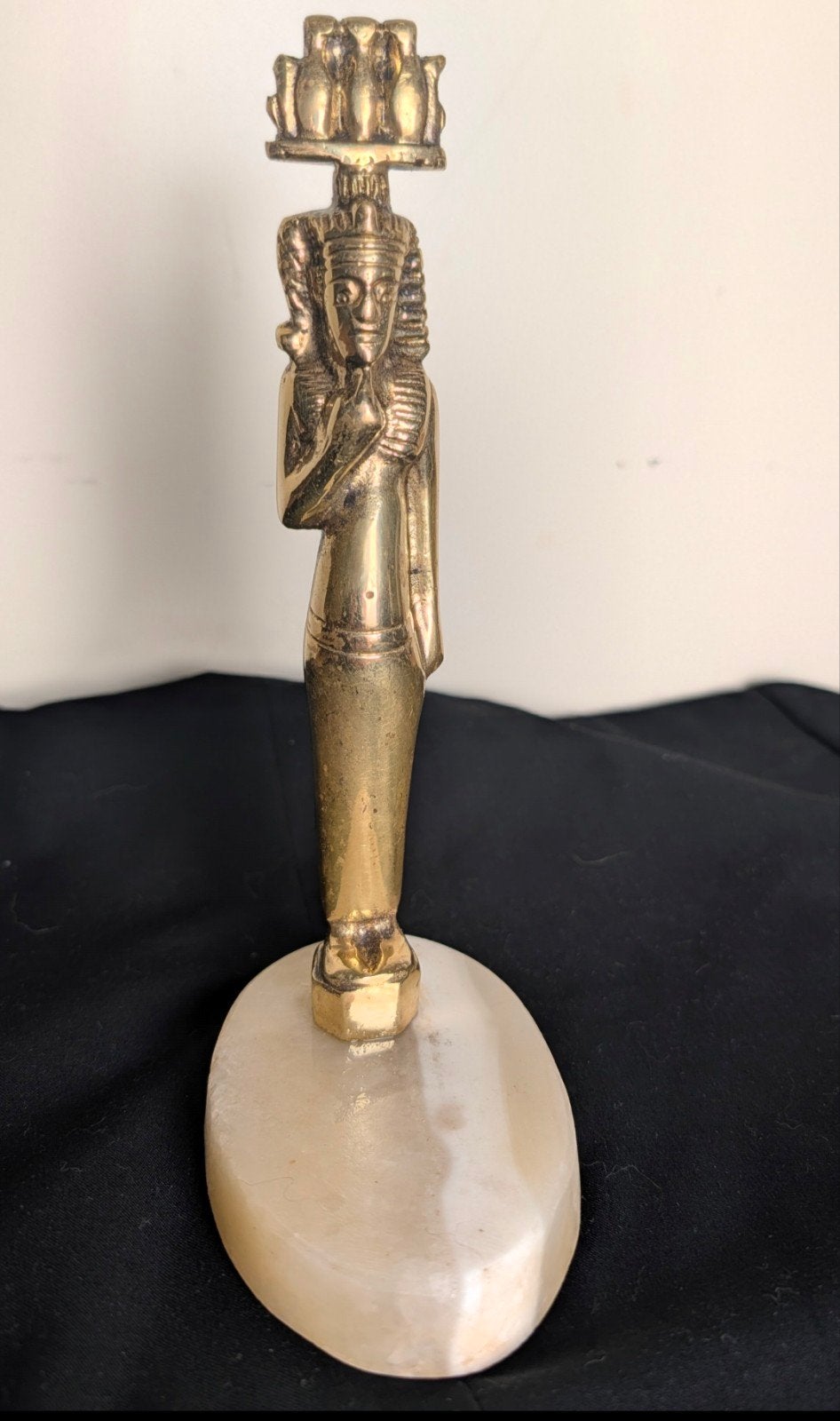 Prachtig Vintage Massief Messing Beeld "Harpocrates" op Onyx, Antiek en Kunst, Ophalen of Verzenden