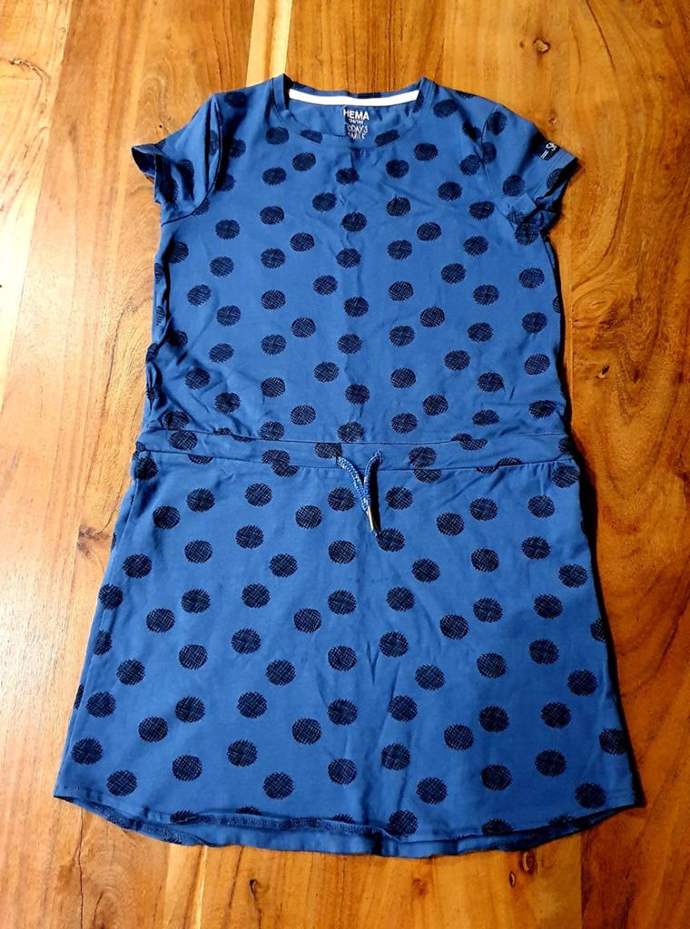Leuk blauw jurkje maat 134/140, Meisje, Ophalen of Verzenden, Zo goed als nieuw, Jurk of Rok