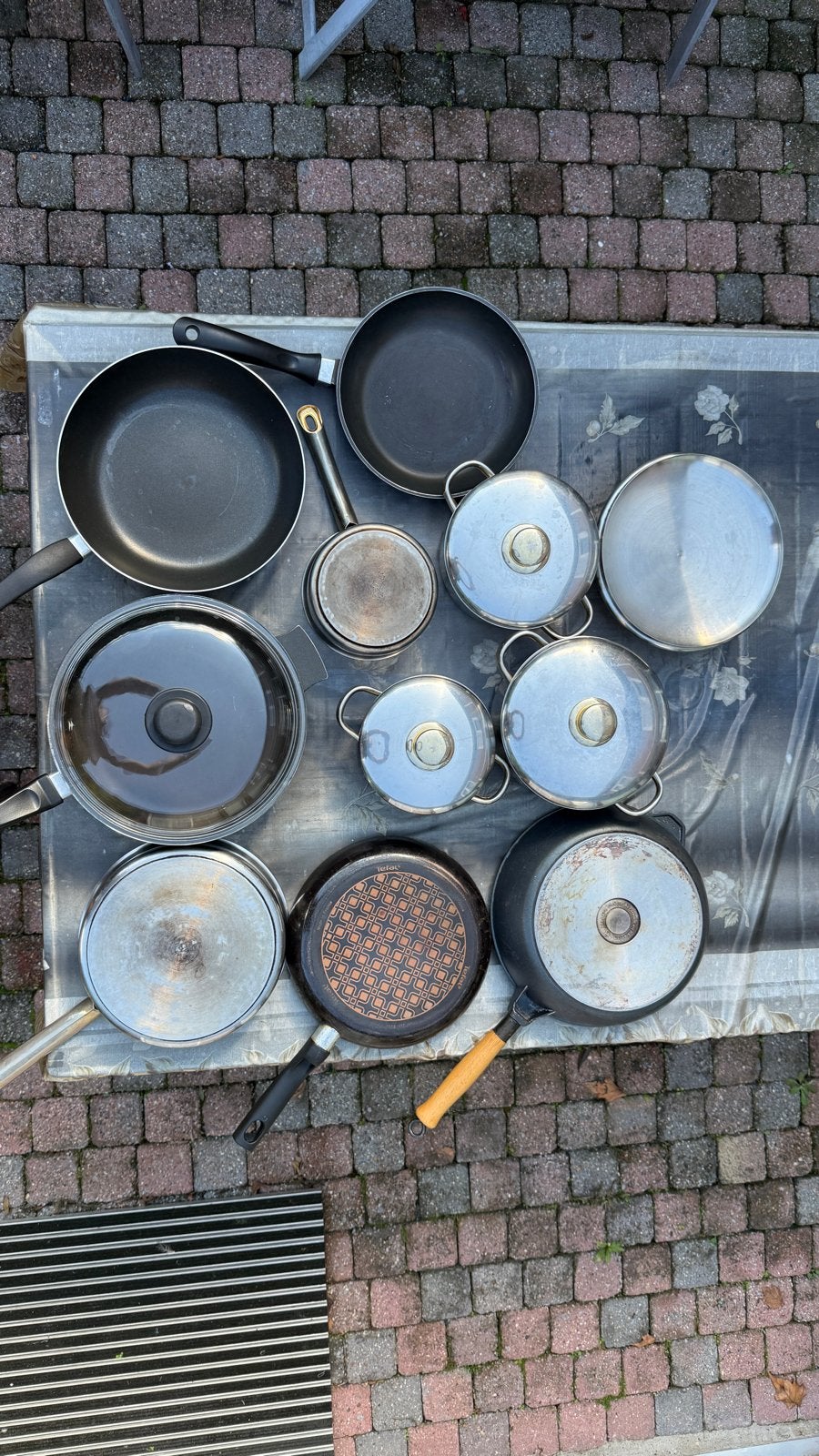 Complete set Tefal potten en pannen, Met deksel, Pannenset, Ophalen of Verzenden, Gebruikt
