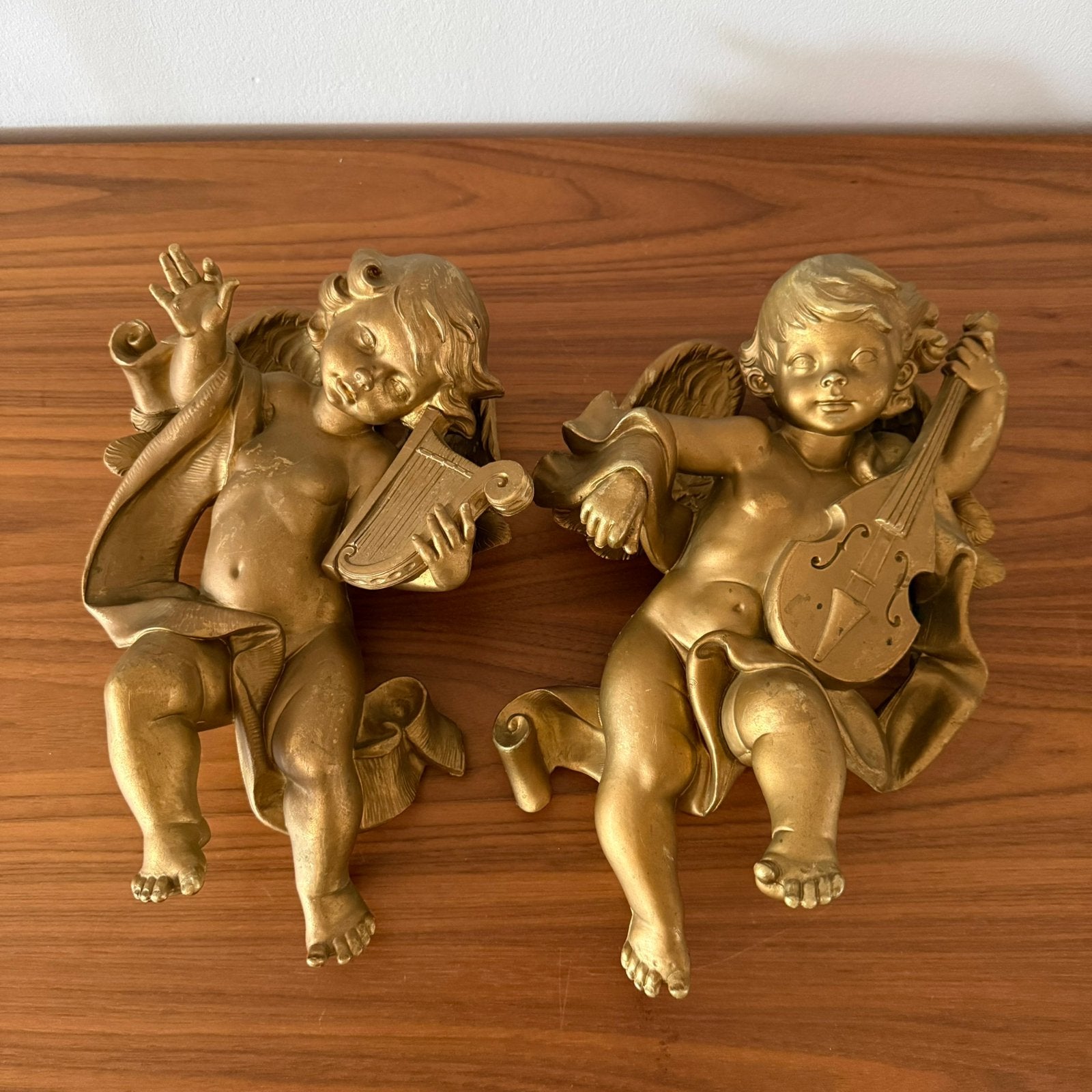 2 engelen, cherubijnen, putti’s, Italiaans, vintage, ‘60/70, Ophalen of Verzenden