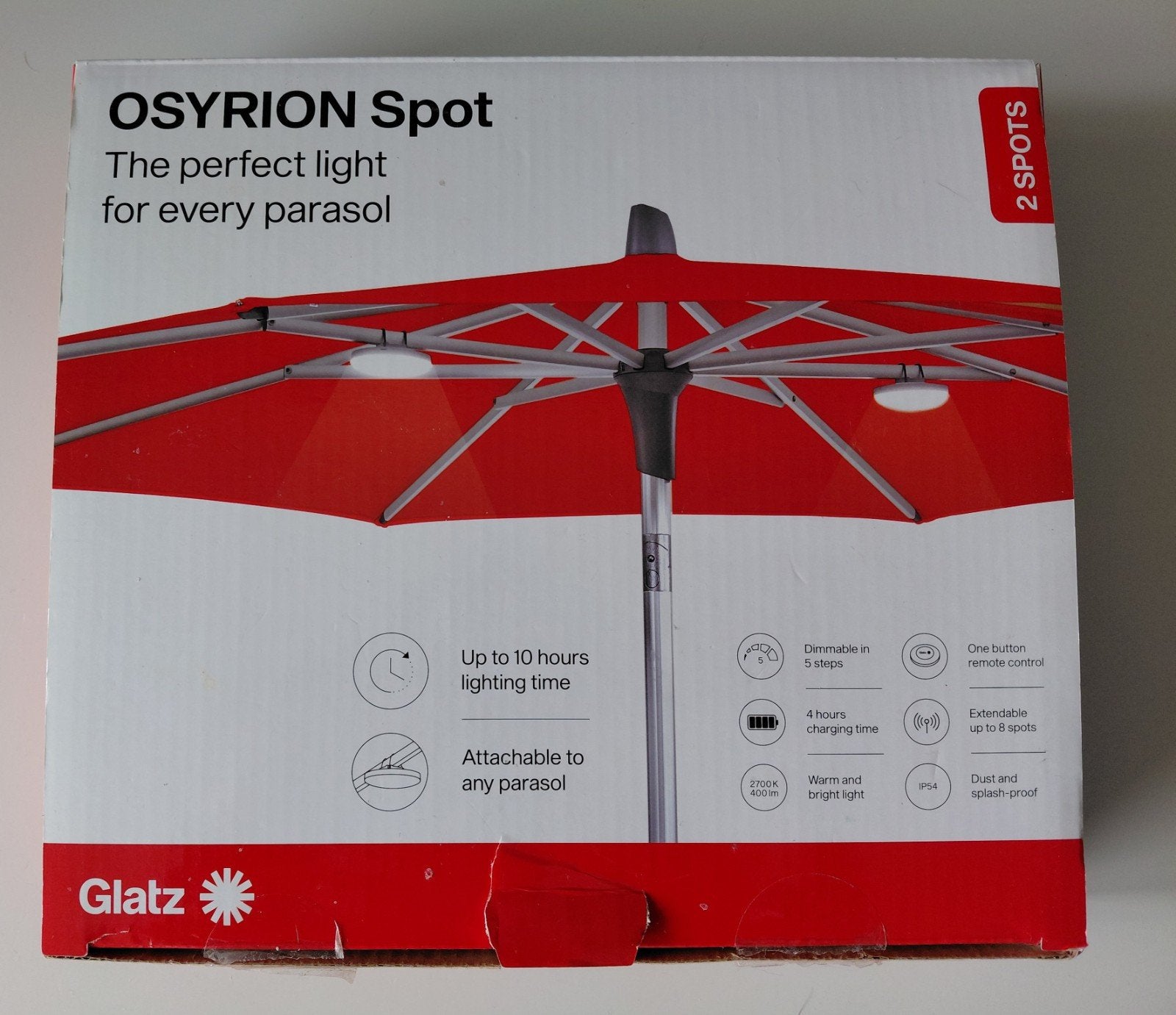 Zgan Glatz Osyrion dimbare parasolverlichting, 2 stuks, Ophalen of Verzenden, Nieuw, Netvoeding, Minder dan 50 watt