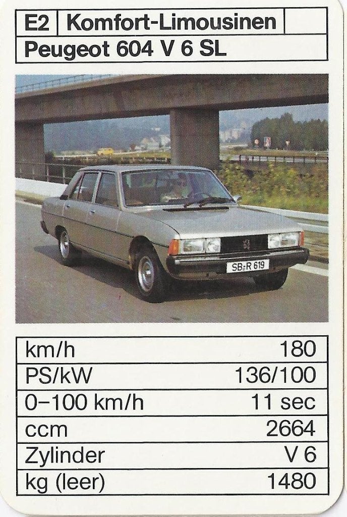 W1466 autokaartje peugeot 604 v 6 sl (e2), Verzamelen, Ophalen of Verzenden, Nieuw, Auto's