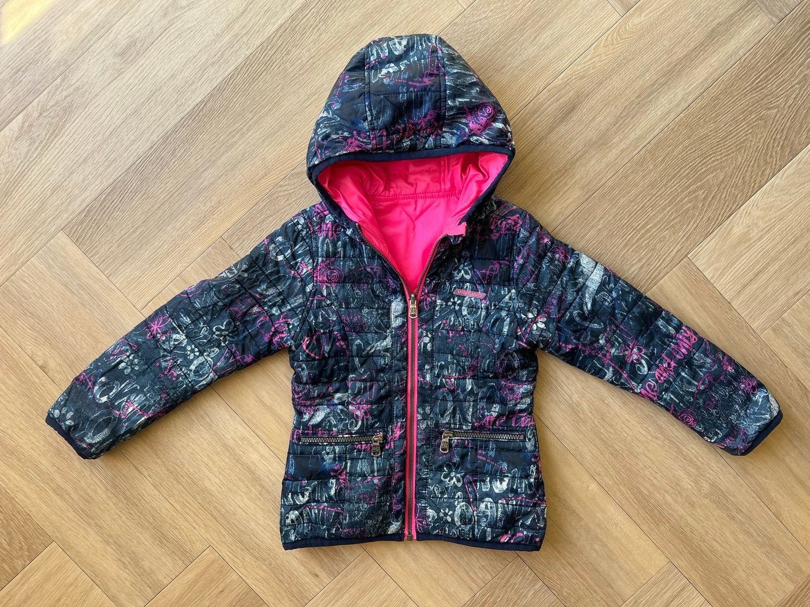 Winterjas, Tussenjas, Vingino, reversible, maat 116, Ophalen of Verzenden, Gebruikt, Meisje, Jas