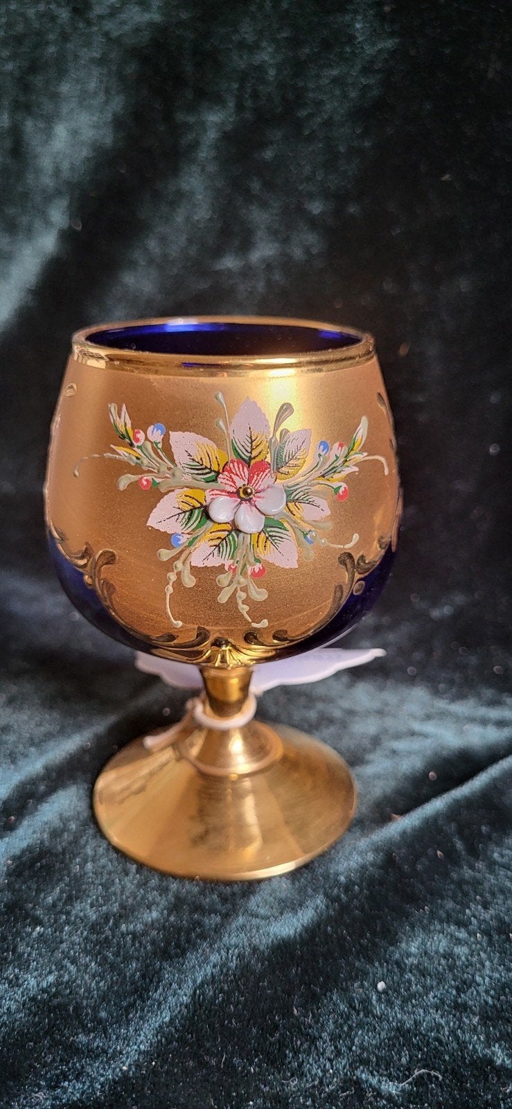 Murano Glas Cognac Glas Handbeschilderd met Bladgoud, Antiek en Kunst, Ophalen of Verzenden