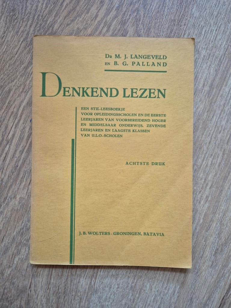 Denkend Lezen - schoolboekje uit 1948, Verzenden, M.J. Langeveld, B.G. Palland