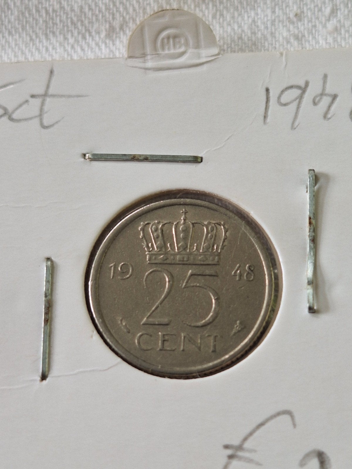 25 cent munt Koningin Wilhelmina 1948, Postzegels en Munten, Munten | Nederland, Ophalen of Verzenden, Koningin Wilhelmina, 25 cent
