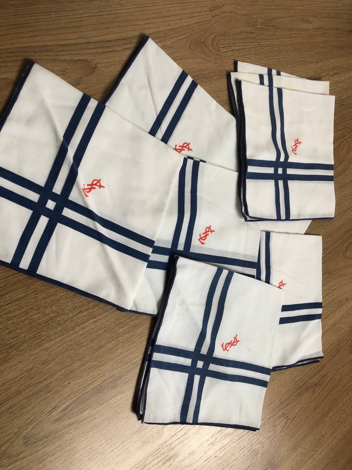 Ysl blauw wit zakdoek zakdoeken katoen servetten, Blauw, Overige typen, Nieuw, Ophalen of Verzenden