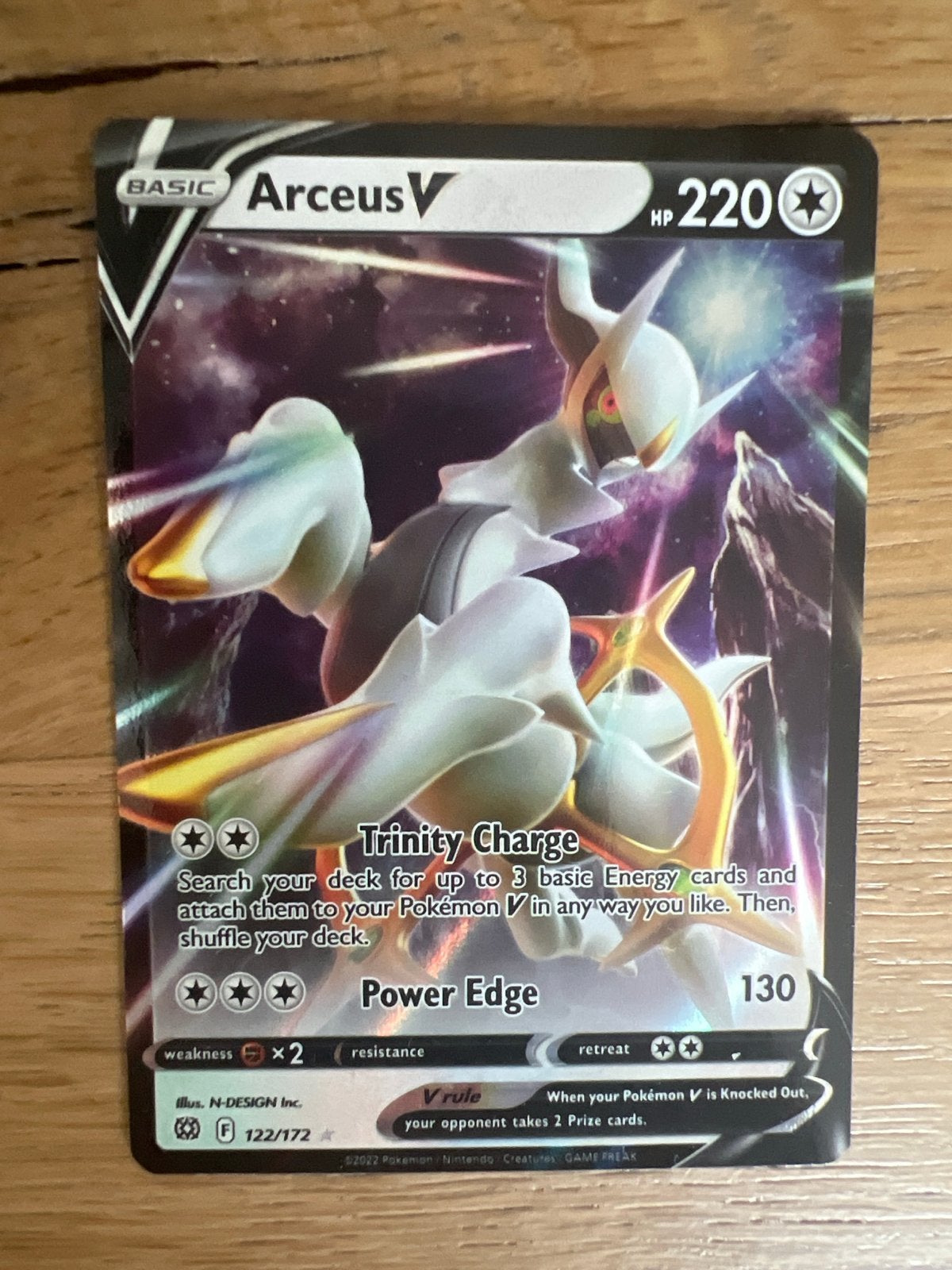 Pokémon Kaart Arceus V (122/172), Ophalen of Verzenden, Zo goed als nieuw, Losse kaart, Foil