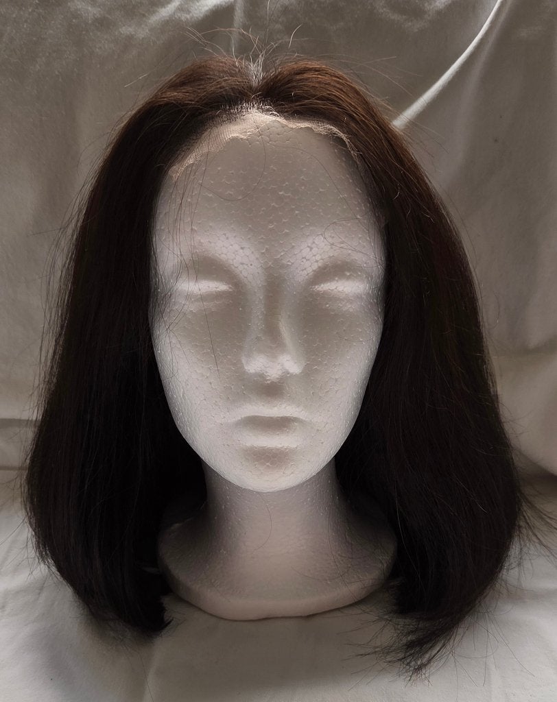 Nw, pruik, 47,5 cm. Niet git zwart. 100 % human hair. (P17), Ophalen of Verzenden, Nieuw, Pruik of Haarverlenging