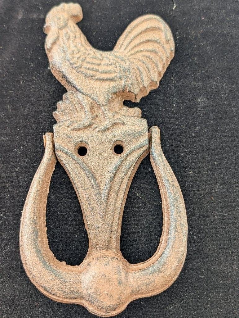 Vintage Gietijzeren Deurklopper Haan Deurbeslag deurklopper, Antiek en Kunst, Ophalen of Verzenden, Koper