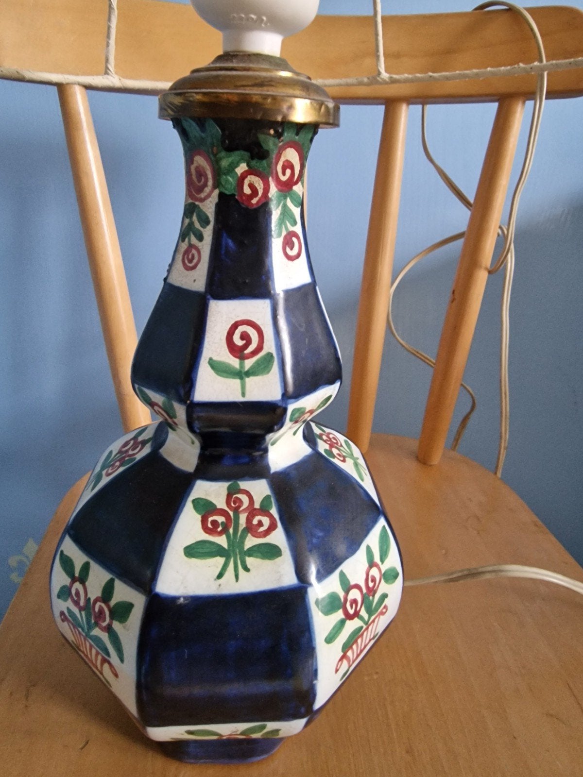 Antieke lampvoet + originele kap, Ophalen of Verzenden