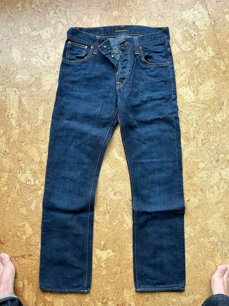 Nudie Jeans Average Joe W30 L34, Ophalen of Verzenden, Zo goed als nieuw, Blauw, Overige jeansmaten