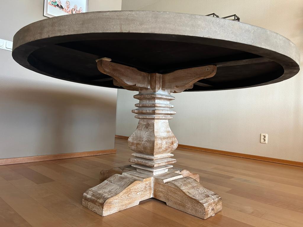 Eetkamer tafel met betonlook blad, Huis en Inrichting, Tafels | Eettafels, Ophalen, Gebruikt, Rond, Landelijk