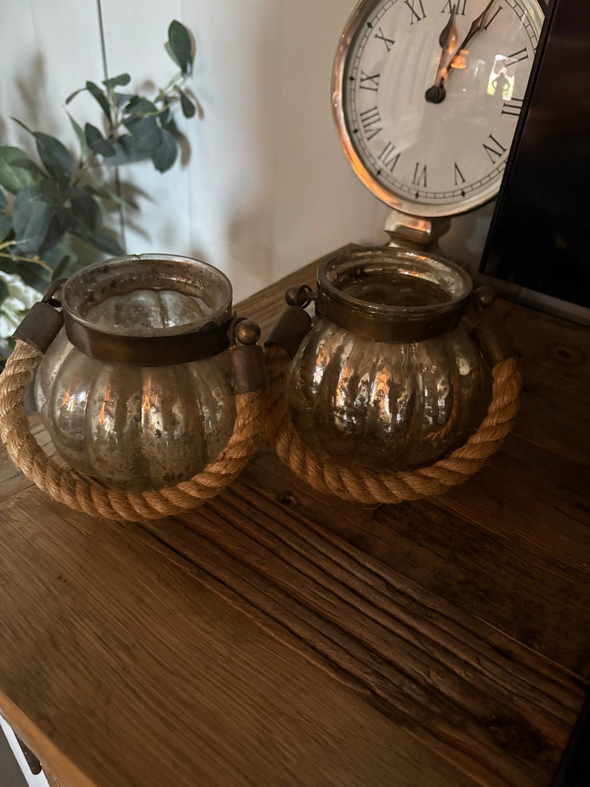 Rivièra Maison Windlichten Set - Glas met Touw, Ophalen, Windlicht, Meerkleurig, Rivièra Maison