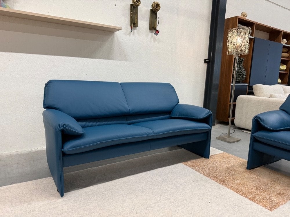 Nieuw Leolux Bora Beta Bank 2,5 Zits Blauw leer 176, Leolux, Info@leolux.nl, 150 tot 200 cm, Ophalen of Verzenden