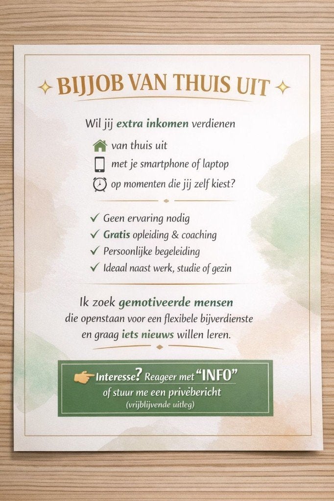 leuke bijverdienste - thuiswerk via sociale media, Variabele uren, Overige niveaus, Starter, Overige vormen
