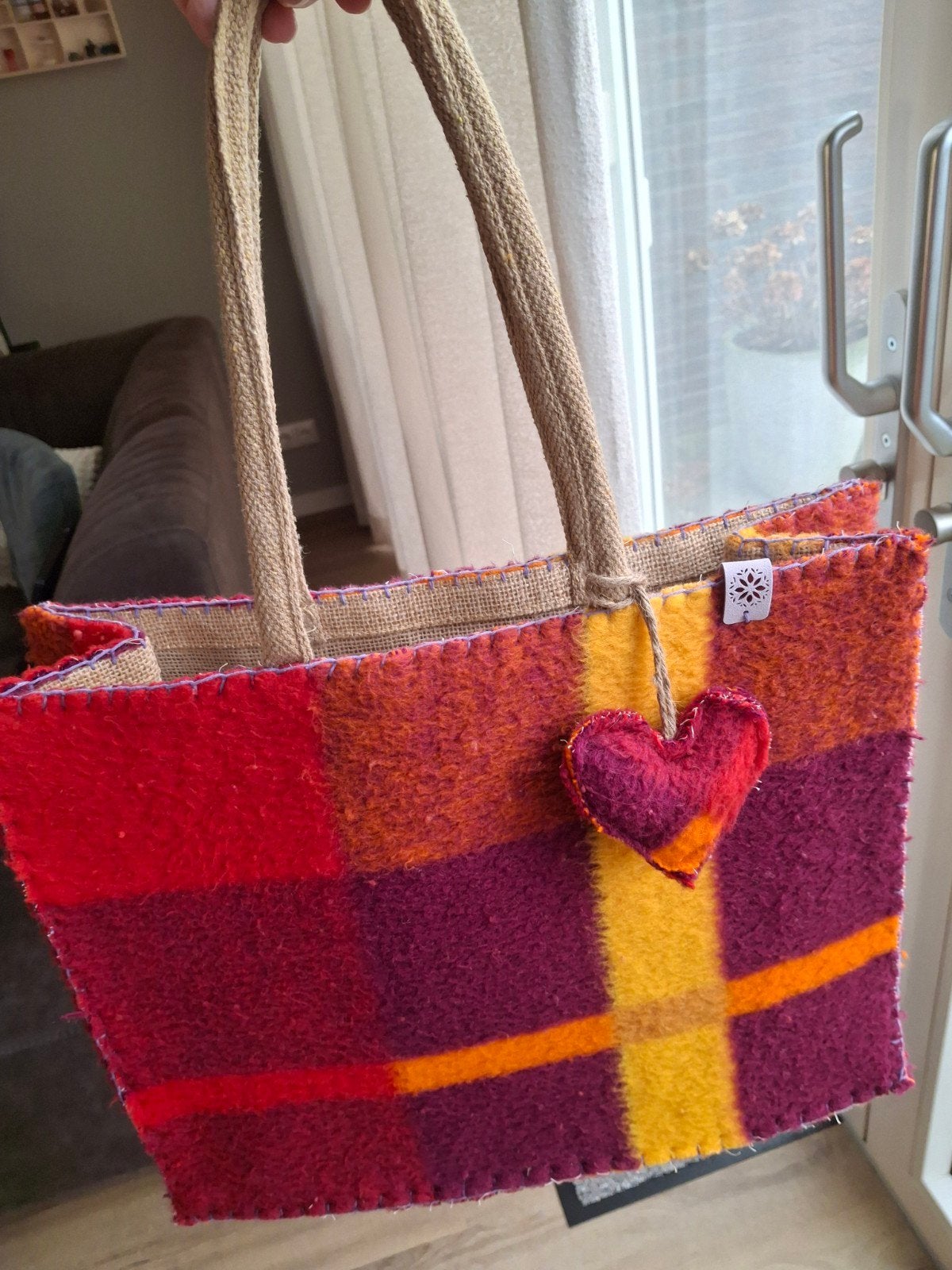 Wollen Dekentas in Roze en Roodtinten, Ophalen of Verzenden, Zo goed als nieuw, Roze, Shopper