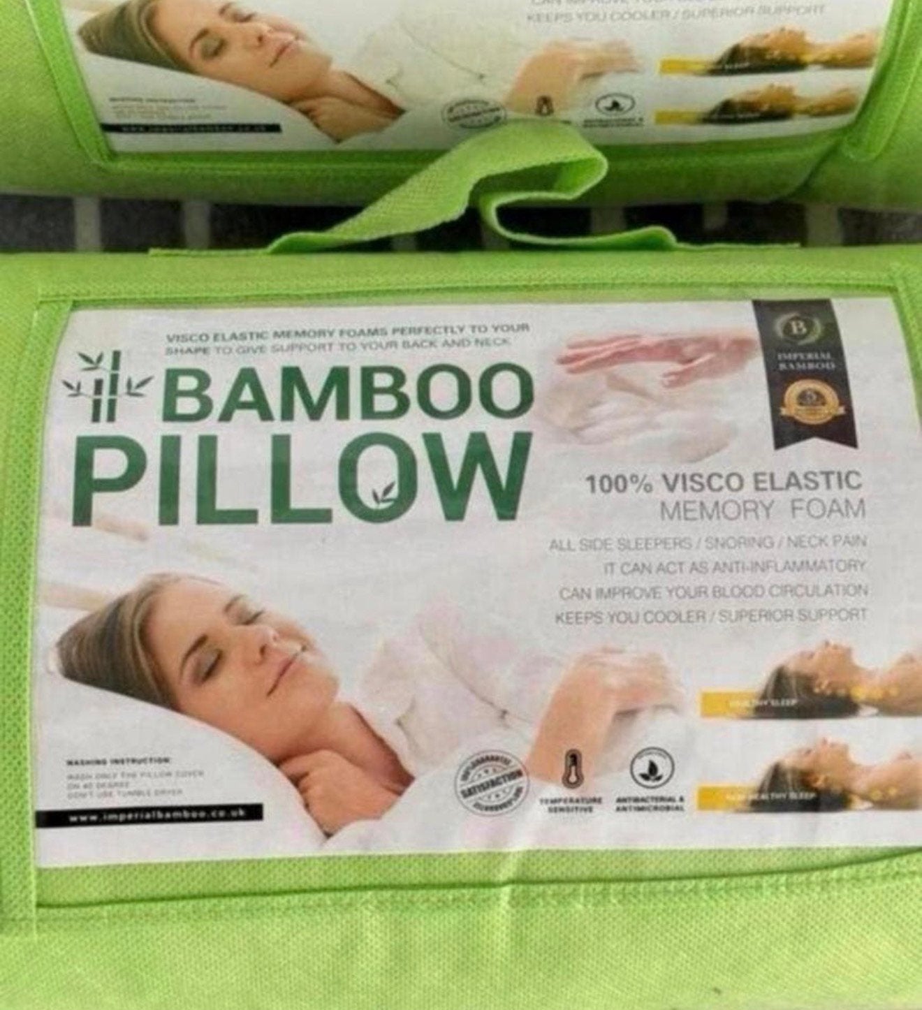 Bamboe Memory-Foam Kussen Bamboo kussens zacht comfort Nieuw, Bamboe, Wit, Nieuw, Kussen