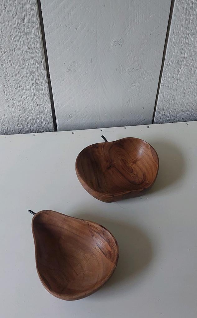 2 schaaltjes van hout speelgoed peer hout schaal  bakje, Ophalen of Verzenden, Rond, Hout