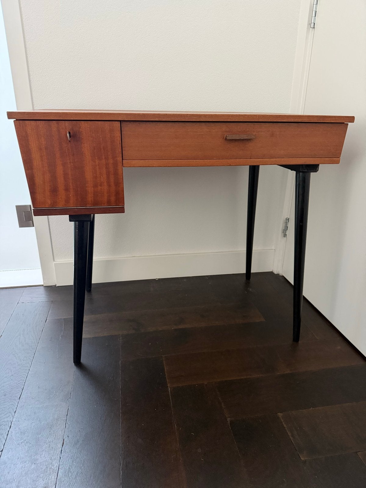 Vintage Teak Bureau met Lade en Kastje - Jaren '60, Ophalen
